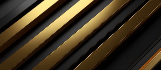 Black gold stripe diagonal 3d rendering background, dark surface with stripe gold - obrazy, fototapety, plakaty