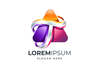 Initial Letter T Triangle Logo icon vector
