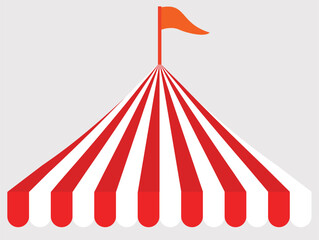 Circus Carnival Tent with Flag | Circus color tent dome roof| Tent with Flag | Event tent Red and white - obrazy, fototapety, plakaty
