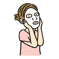 パックをしている女性のイラスト