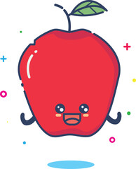 Red apple cute vector illustration