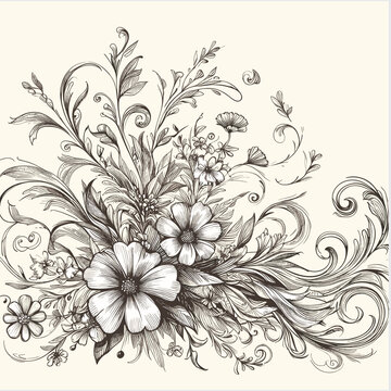 Free vector engraving hand drawn floral background