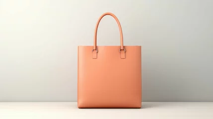 Poster Minimalistic view of a Peach Fuzz tote bag, a versatile and functional accessory to complete a minimalist outfit. © Justlight