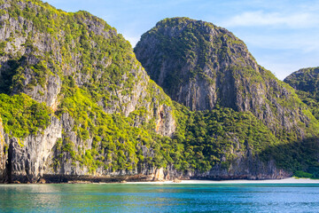 Beautiful tropical landscape of the Maya Bay in the Phi Phi Islands in Thailand