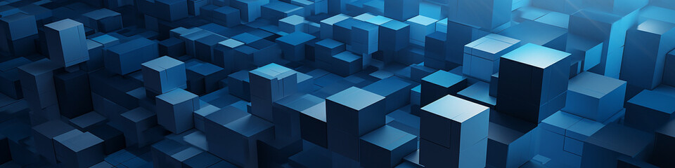 Blue-hued geometric patterns intersect, crafting an immersive and visually striking technology backdrop.