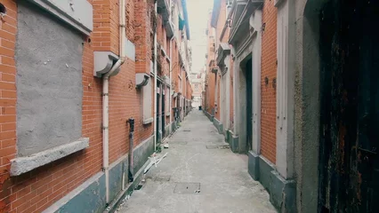  narrow street nongtang in shanghai city China © wei