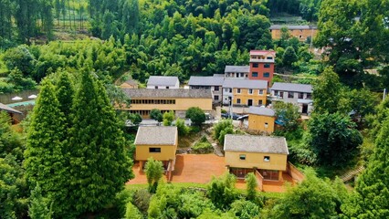 Fototapeta na wymiar aerial view of the villages in tonglu county hangzhou city zhejiang province China