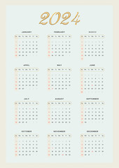 Calendar 2024 Calendar with holidays. Yearly calendar showing months and days for the year 2024. Calendars is printable friendly for any year, month and days.
