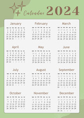 Calendar 2024 Calendar with holidays. Yearly calendar showing months and days for the year 2024. Calendars is printable friendly for any year, month and days.