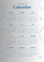 Calendar 2024 Calendar with holidays. Yearly calendar showing months and days for the year 2024. Calendars is printable friendly for any year, month and days.