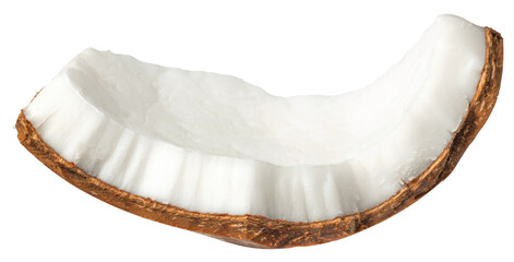 Fresh coconut meat isolated on white background.