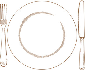 Hand Drawn Illustration Of Cutlery Rule For Start
