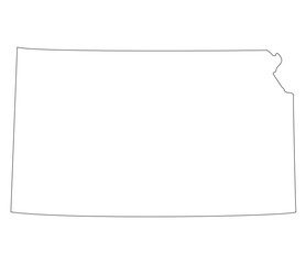 Kansas state map. Map of the U.S. state of Kansas.