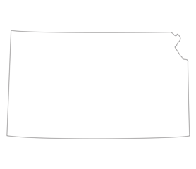 Kansas state map. Map of the U.S. state of Kansas.