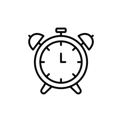 Alarm clock outline icons, minimalist vector illustration ,simple transparent graphic element .Isolated on white background
