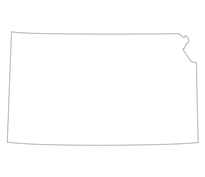 Kansas state map. Map of the U.S. state of Kansas.