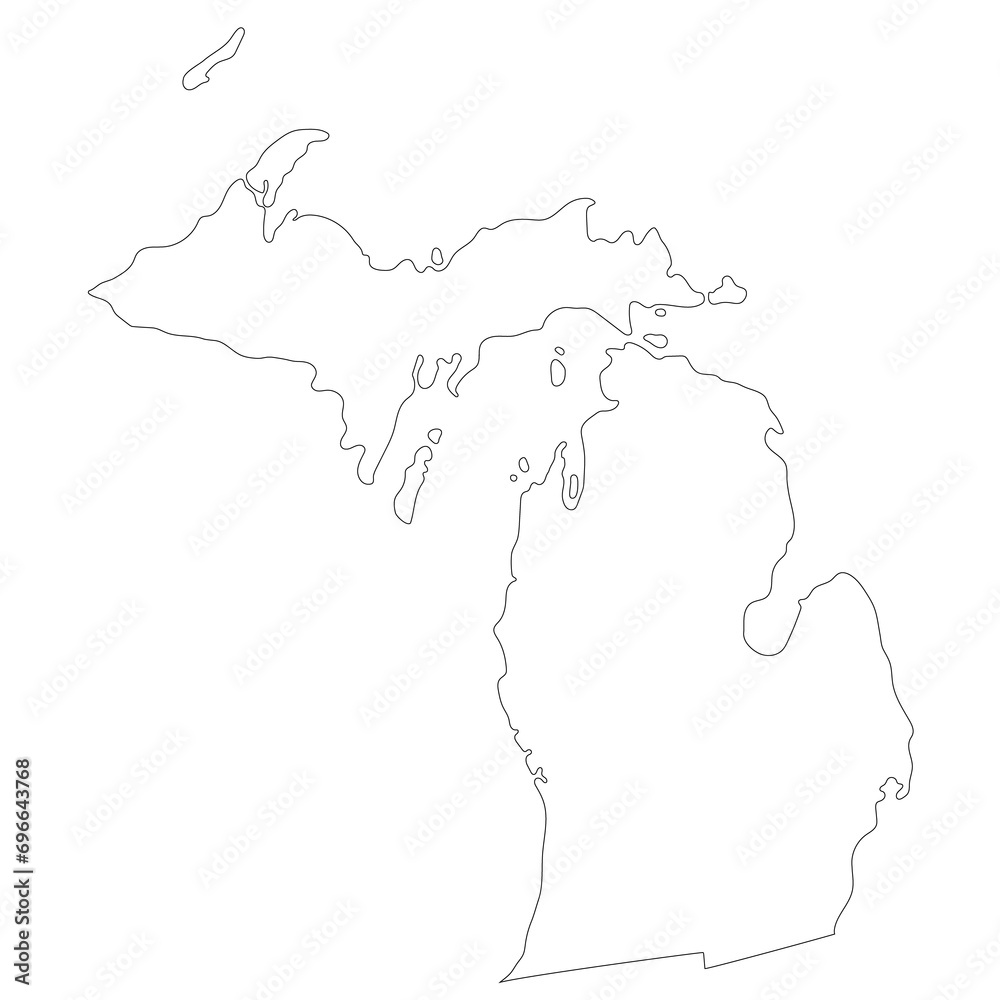 Canvas Prints Michigan state map. Map of the U.S. state of Michigan.