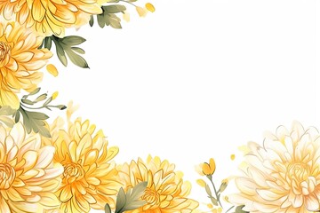 Chrysanthemum flower border watercolor style