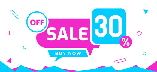 sale 30 percent off buy now banner  pink blue light neon white backgorund