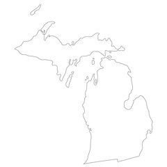 Michigan state map. Map of the U.S. state of Michigan.