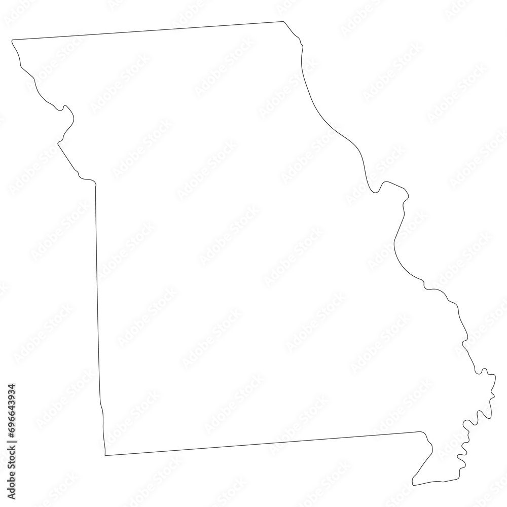 Wall mural Missouri state map. Map of the U.S. state of Missouri.