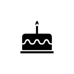 Birthday cake icon in flat style isolated on white background. For your design, logo. Vector illustration.
