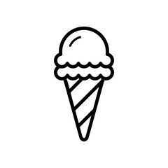 Ice cream cone Line Icon Isolated On White Background.