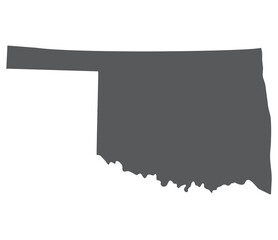 Map of Oklahoma. Oklahoma map. USA map in grey color.