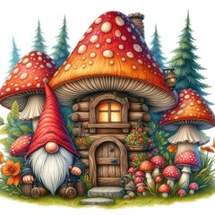 From forest to festive, a basket of mushrooms becomes holiday decorations for a cozy winter scene