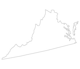 Virginia state map. Map of the U.S. state of Virginia. - obrazy, fototapety, plakaty