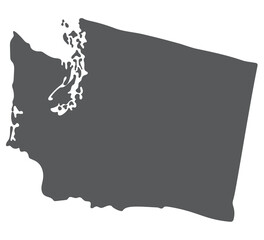 Washington state map. Map of the U.S. state of Washington in grey color.