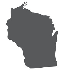 Wisconsin state map. Map of the U.S. state of Wisconsin.