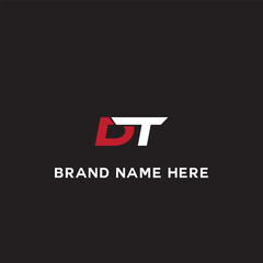 DT logo. D T design. White DT letter. DT, D T letter logo design. Initial letter DT linked circle uppercase monogram logo. D T letter logo vector design.	
