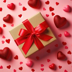 gift box with red hearts