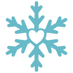 Blue Snowflake with Heart