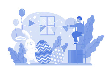 Happy Easter Day Illustration concept on white background