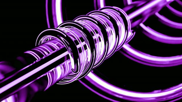 Abstract extraterrestrial tunnel with purple tubes. Design. Lilac bending pipes creating effect of round tunnel.