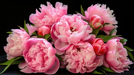 A stunning pink peony with layers of soft, delicate petals and a rich, alluring scent, commanding attention in the bouquet.