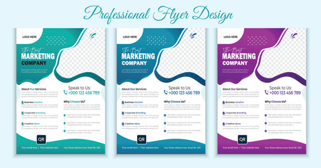 Professional flyer design template vector, Leaflet, presentation templates, layout in A4 size  Editable with 3 color