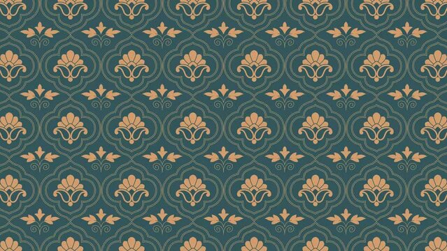 Floral seamless pattern animation. Endless video background. The batik pattern scroll and slowly zoomed upwards for 15 seconds. 4K 60fps