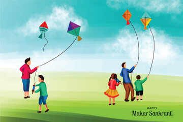 Happy makar sankranti landscape holiday background