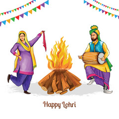 Happy lohri and baisakhi cultural sikh festival celebration card design