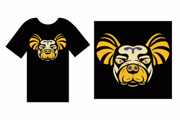 Black t-shirt featuring a yellow dog head design