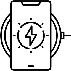 Wireless Charging Icon. Charge Phone Battery Pictogram Graphic Illustration. Isolated Simple Line Icon For Infographic, App and Web Button. © Lihumstudio