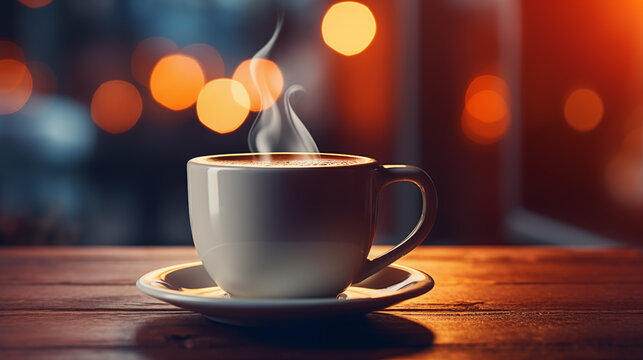 Cup of coffee on cozy background picture

