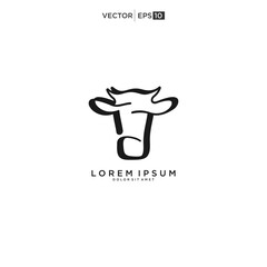 Cow head. Logo. Isolated cow on white background. Farm animal