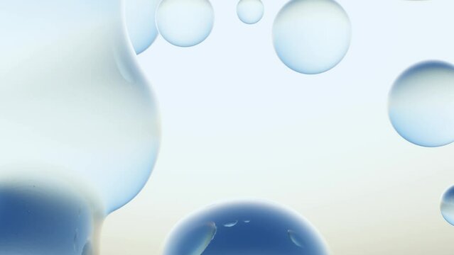 A 3d animation of blue emulsion liquid spheres  