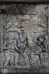 The carved stone in the of penataran temple, in Blitar, East Java, Indonesia