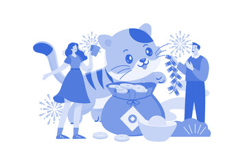 Chinese New Year Illustration concept on white background