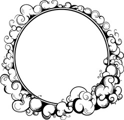 Circle cloud smoke frame drawing